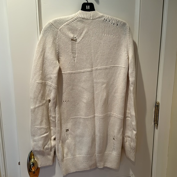 Helmut Lang Off-White Ivory Wool Distressed Cardigan Size XXS - Picture 3 of 5